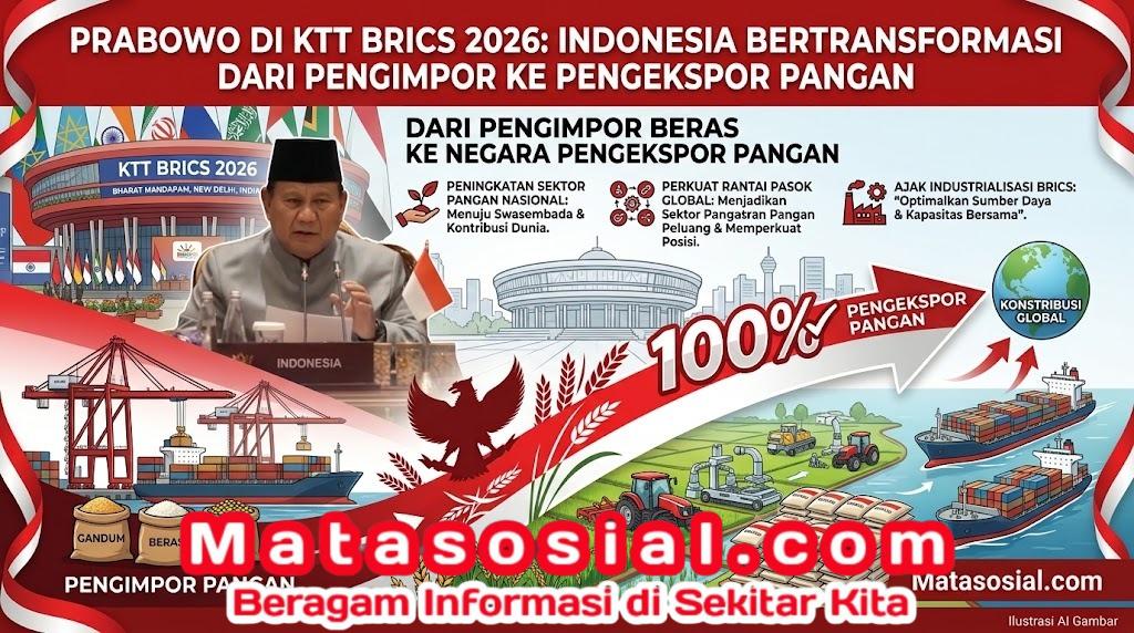 Prabowo di KTT BRICS 2026: Indonesia Bertransformasi dari Pengimpor ke Pengekspor Pangan