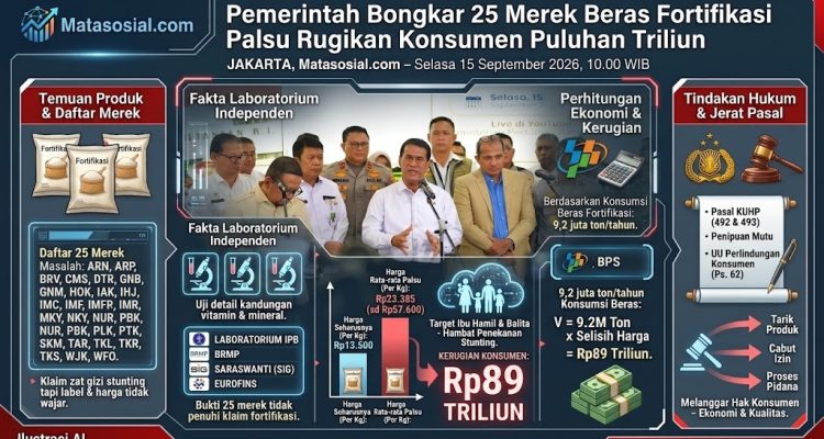 Pemerintah Bongkar 25 Merek Beras Fortifikasi Palsu Rugikan Konsumen Puluhan Terliun