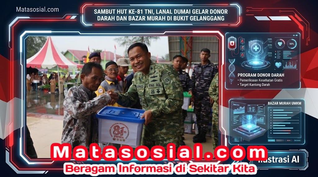 Sambut HUT ke-81 TNI, Lanal Dumai Gelar Donor Darah dan Bazar Murah di Bukit Gelanggang