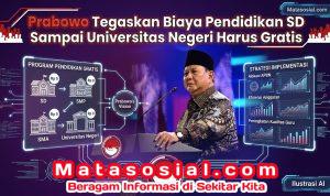 Prabowo Tegaskan Biaya Pendidikan SD Sampai Universitas Negeri Harus Gratis