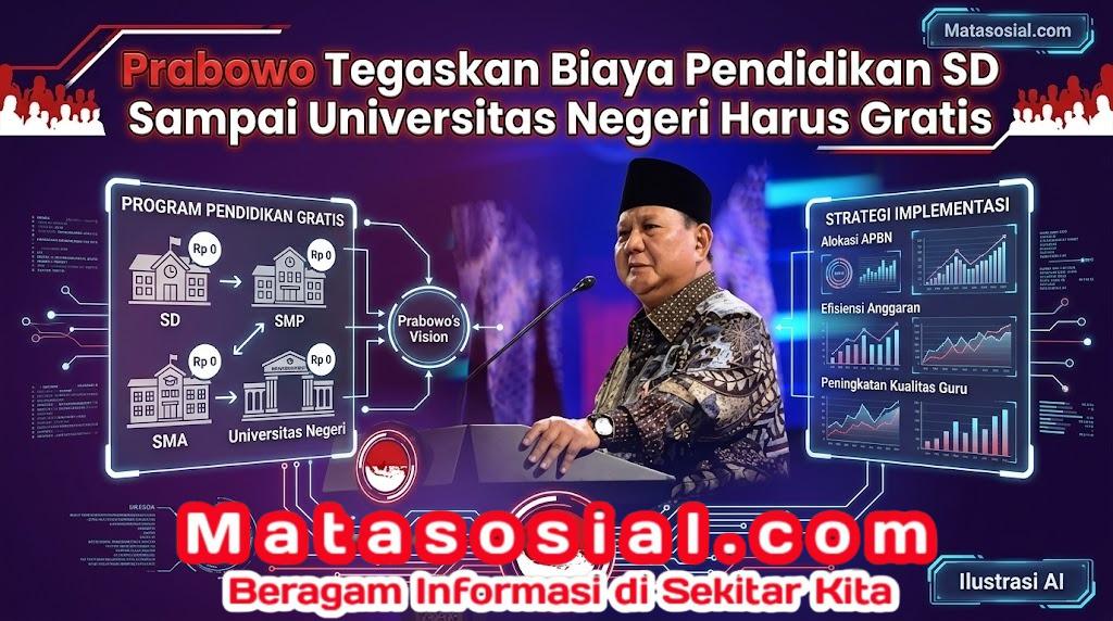 Prabowo Tegaskan Biaya Pendidikan SD Sampai Universitas Negeri Harus Gratis