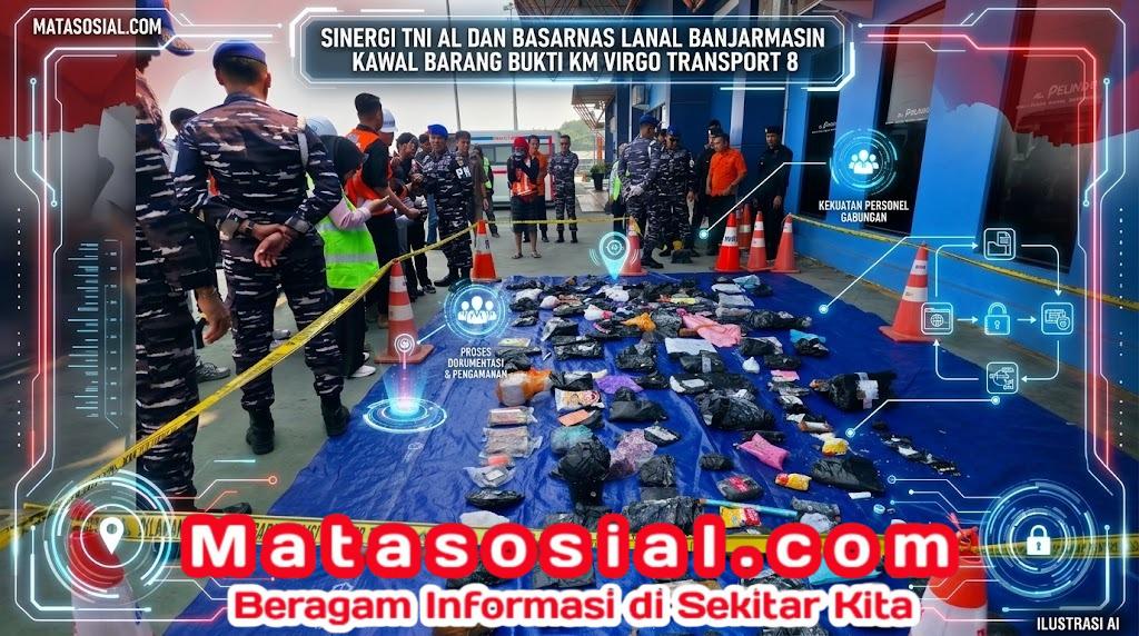 Sinergi TNI AL dan Basarnas Lanal Banjarmasin Kawal Barang Bukti KM Virgo Transport 8