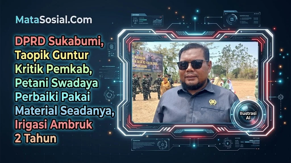 DPRD Sukabumi, Taopik Guntur Kritik Pemkab, Petani Swadaya Perbaiki Pakai Material Seadanya, Irigasi Ambruk 2 Tahun