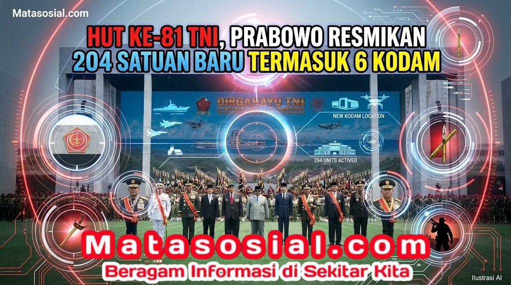HUT ke-81 TNI, Prabowo Resmikan 204 Satuan Baru Termasuk 6 Kodam