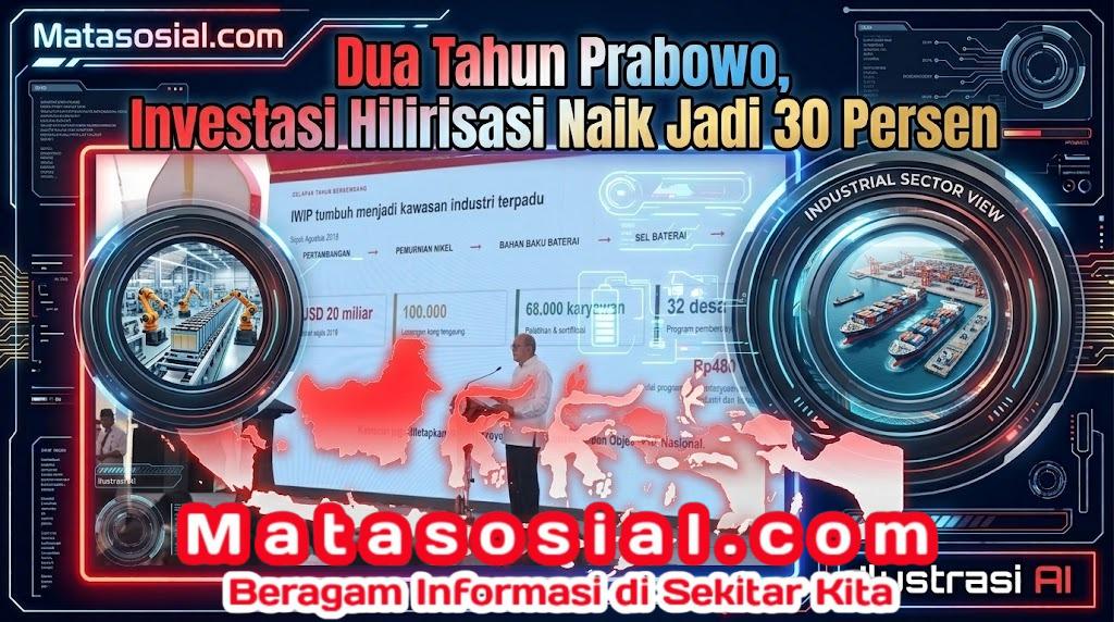 Dua Tahun Prabowo, Investasi Hilirisasi Naik Jadi 30 Persen