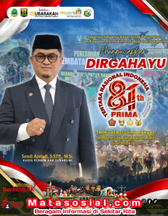 Kepala Dinas Perkim Sukabumi, Sendi Apriadi, S.STP., M.Si. Sampaikan Dirgahayu TNI Ke-81 Prima