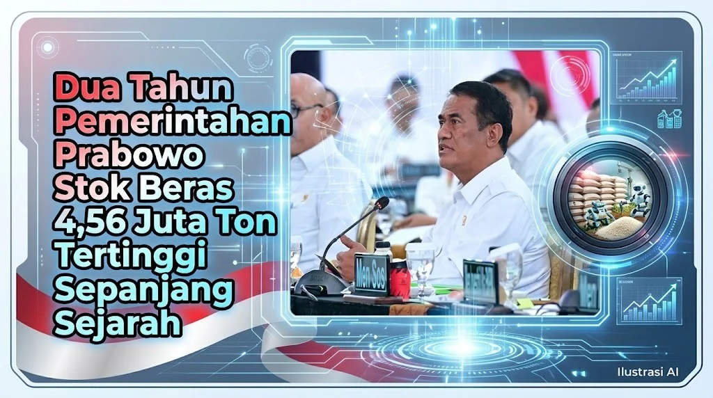 Dua Tahun Kerja Prabowo Stok Beras Tembus Rekor Tertinggi