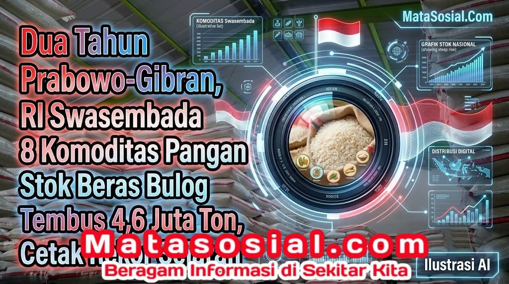 Dua Tahun Prabowo-Gibran, RI Swasembada 8 Komoditas Pangan Stok Beras Bulog Tembus 4,6 Juta Ton, Cetak Rekor Sejarah